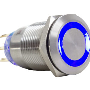 Botão Antivandalismo Iluminado Momentâneo 19mm - 220VCA - Azul - 2 REV