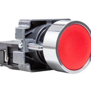 Botão Pulsador Faceado Metálico 22mm - Vermelho - 1NA